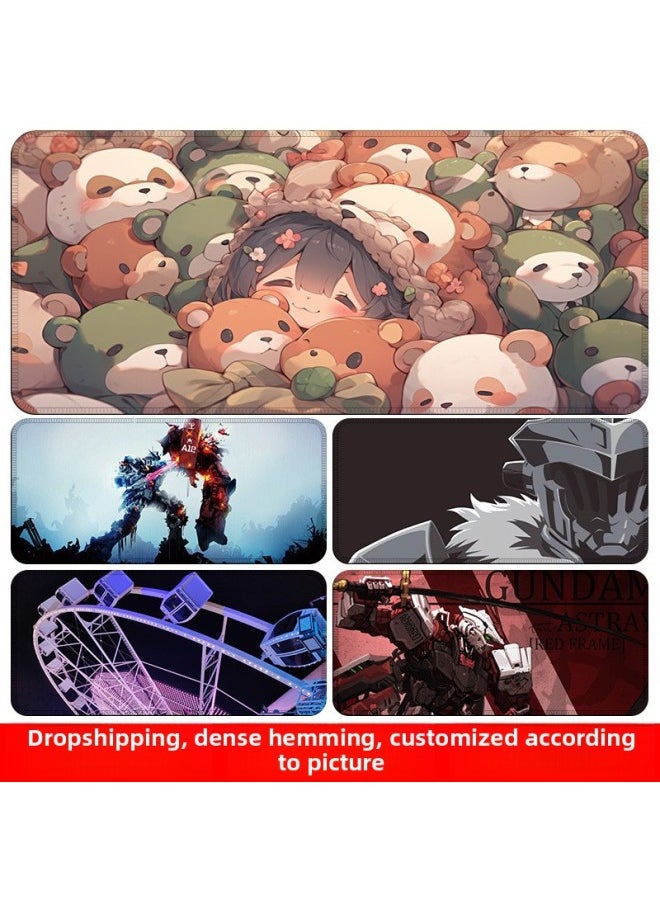 Generic - Mouse Pad Stain-resistant A Generation Of Oversized Rubber Table Pad Animation Game Precision Lock Edge Mouse Pad Electric Race Span-Color:900*400*2mm-Pattern:K35-Gundam - Image 1