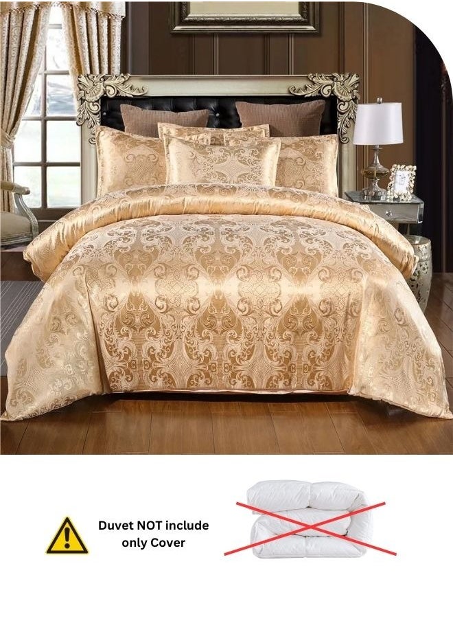 Satin Jacquard King size 6 piece duvet cover set, golden bohemia style bedding set. - pzsku/Z475D146C3524D687FA9DZ/45/_/1727942916/ad9a5c72-cd7d-4486-96dd-acace8699984