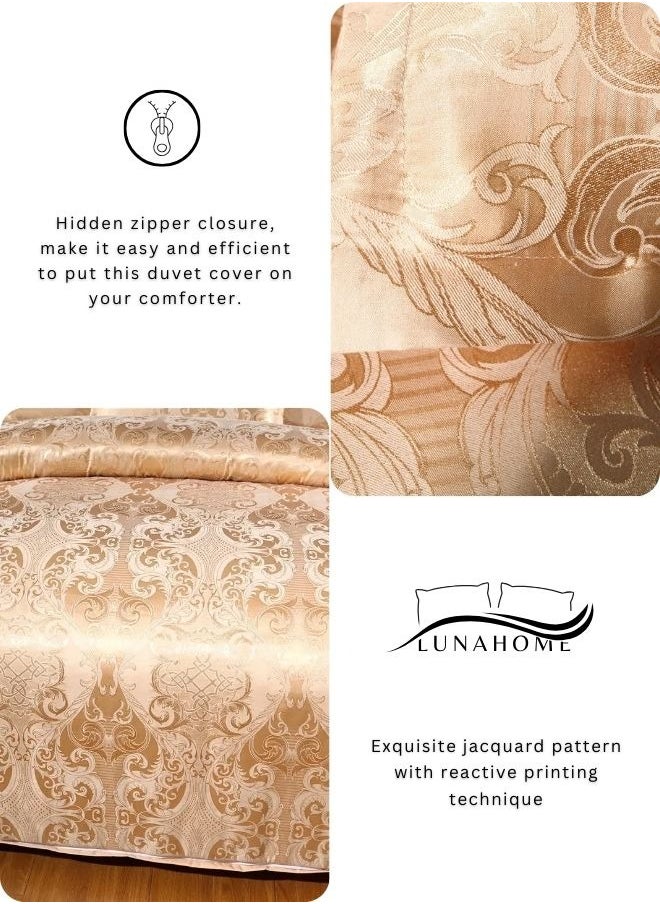 Satin Jacquard King size 6 piece duvet cover set, golden bohemia style bedding set. - pzsku/Z475D146C3524D687FA9DZ/45/_/1727943134/b53d66e7-09a8-46fb-8e6a-c0ae388b014b