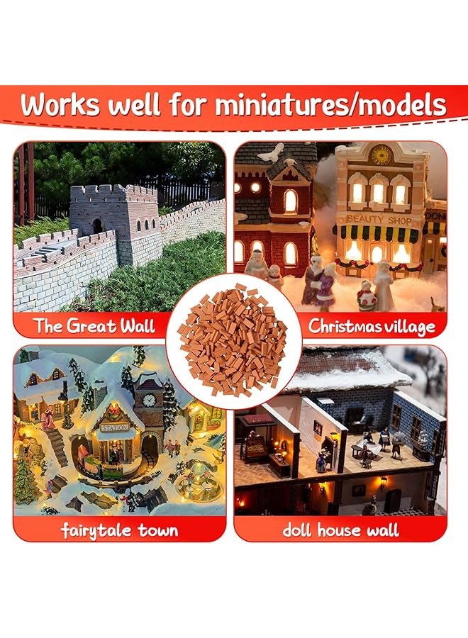 إكسفور 200 قطعة من الطوب الصغير، طوب صغير للمناظر الطبيعية، طوب مصغر أحمر، نموذج جدار من الطوب، طوب صغير للحرف اليدوية، طوب مزيف واقعي، كتل صغيرة لبيت الدمية، ملحقات حديقة صغيرة بمقياس 1/35 - Image 3