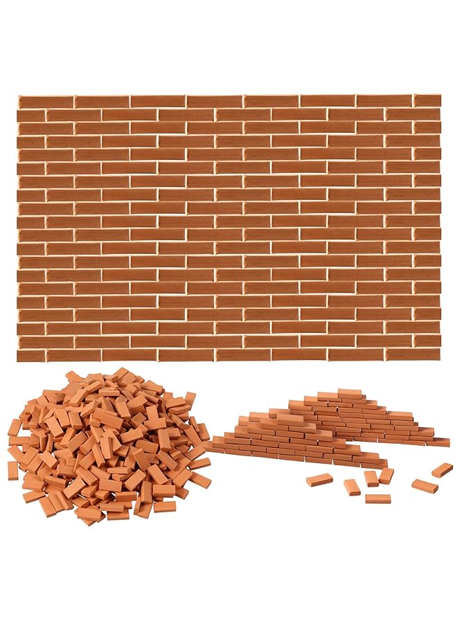 إكسفور 200 قطعة من الطوب الصغير، طوب صغير للمناظر الطبيعية، طوب مصغر أحمر، نموذج جدار من الطوب، طوب صغير للحرف اليدوية، طوب مزيف واقعي، كتل صغيرة لبيت الدمية، ملحقات حديقة صغيرة بمقياس 1/35 - Image 1