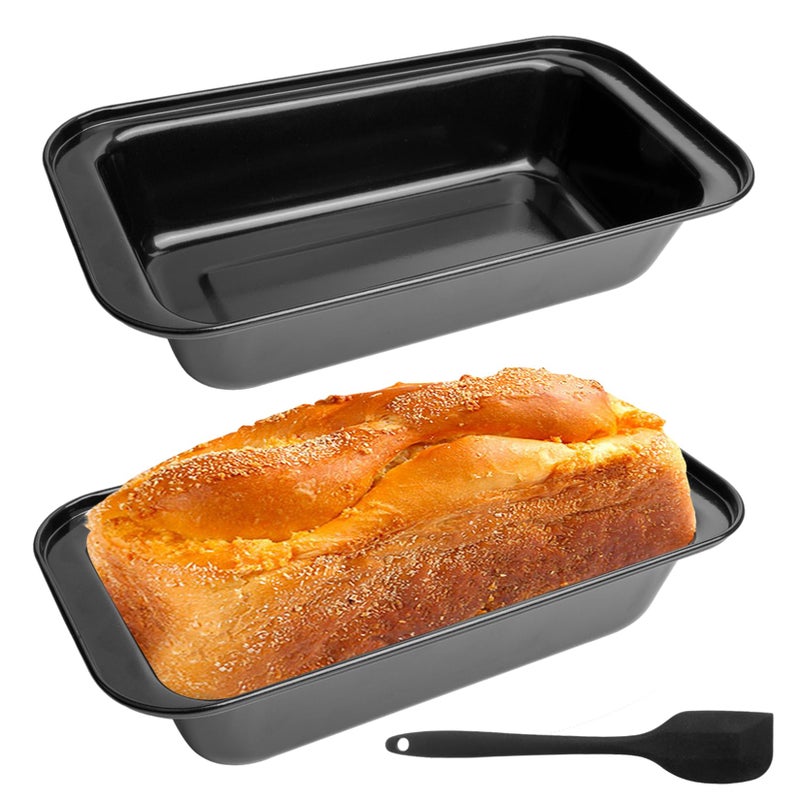 Fulushouxi 2 Pcs Loaf Bread Pans for Homemade Breads, 2 LB Nonstick Loaf Baking Pans, Carbon Steel for Cakes Sandwich Toast Brownies Sourdough Bread Pan Baking Supplies, with Dough Scraper - Image 1
