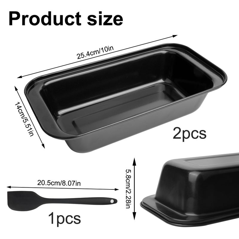 Fulushouxi 2 Pcs Loaf Bread Pans for Homemade Breads, 2 LB Nonstick Loaf Baking Pans, Carbon Steel for Cakes Sandwich Toast Brownies Sourdough Bread Pan Baking Supplies, with Dough Scraper - Image 2
