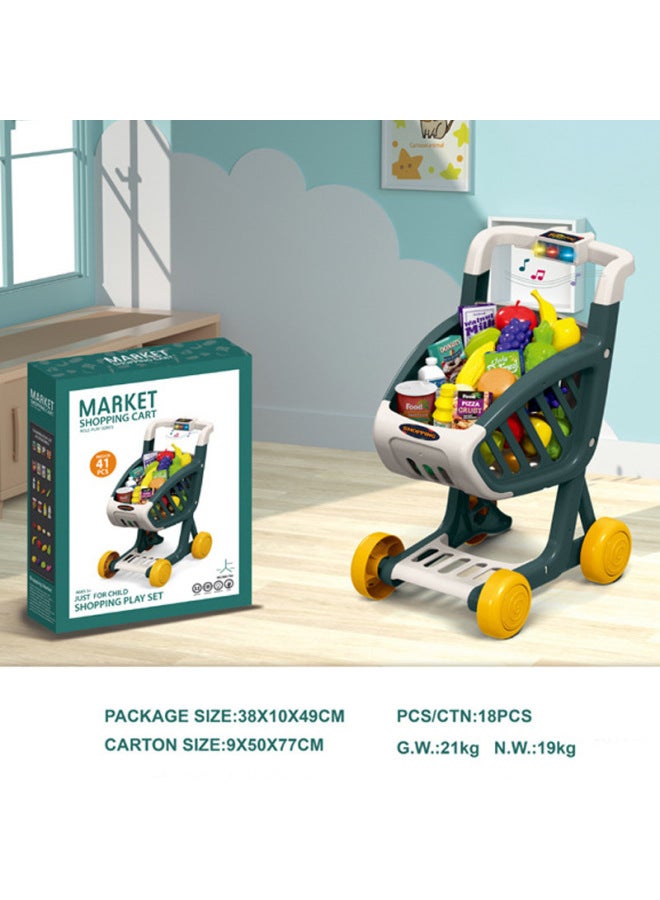 Children's Play Toys Customized Sound And Light Music Simulation Supermarket Shopping Cart Large Capacity Storage Trolley Cross-border-Color:922-13 - Image 3