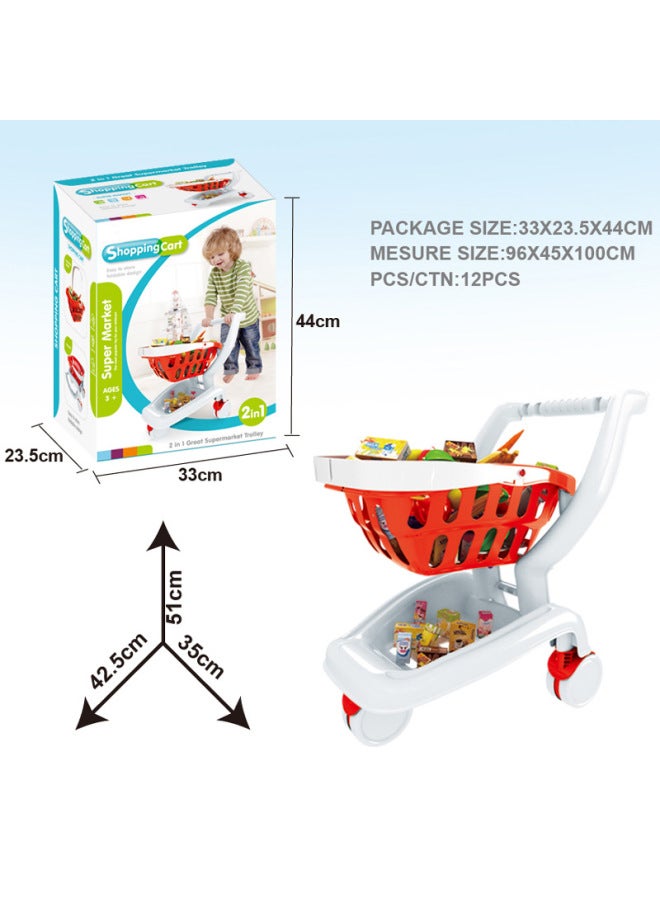 Children's Play Toys Customized Sound And Light Music Simulation Supermarket Shopping Cart Large Capacity Storage Trolley Cross-border-Color:922-13 - Image 1