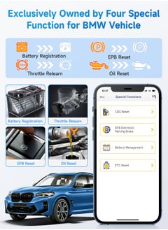 SYOSI OBD2 Scanner Bluetooth for BMW Full System Code Reader Scan Tool with Battery Registration Tool Service EPB CBS ETC ABS Airbag Powerful Diagnostic Tool for All Cars for iPhone iPad and Android  - Image 3