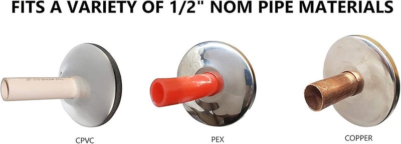 Miiflex 1/2" Chrome Plated Steel Escutcheon Flange Cover with Sure Grip for 1/2" Copper, PEX, and CPVC pipe wall covers [10 Pack] - Image 5