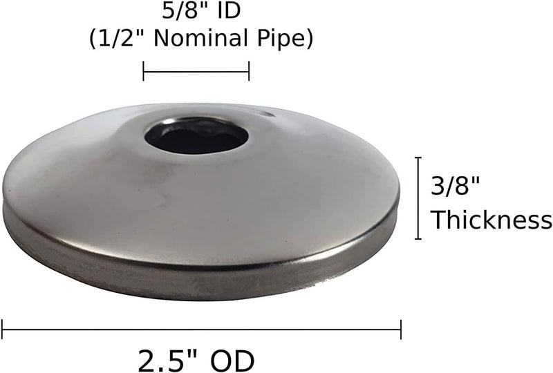 Miiflex 1/2" Chrome Plated Steel Escutcheon Flange Cover with Sure Grip for 1/2" Copper, PEX, and CPVC pipe wall covers [10 Pack] - Image 4