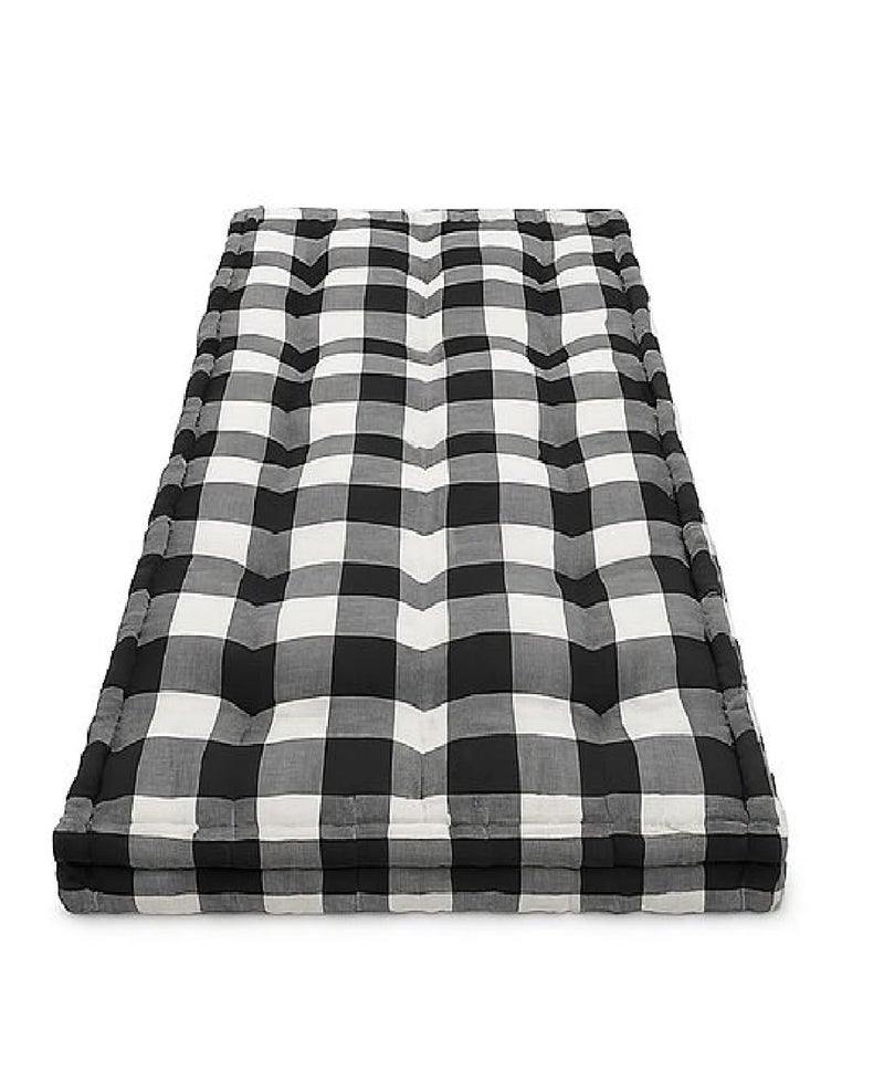 IMSMARTMART Cotton Floor Box Mattress, 5-Inch Thick, Black and White Buffalo Check Pattern, Foldable, Single Size (36X72X5 Inches, Single Bed Matteress) - Image 2