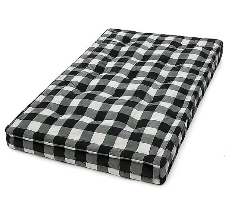 IMSMARTMART Cotton Floor Box Mattress, 5-Inch Thick, Black and White Buffalo Check Pattern, Foldable, Single Size (36X72X5 Inches, Single Bed Matteress) - Image 4