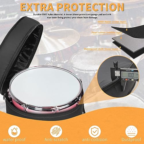 OUUTMEE Floor Tom Drum Bag For Floor Tom 16"x16"/16"x14", 10mm Thick Padded Travel Drum Case - Image 4