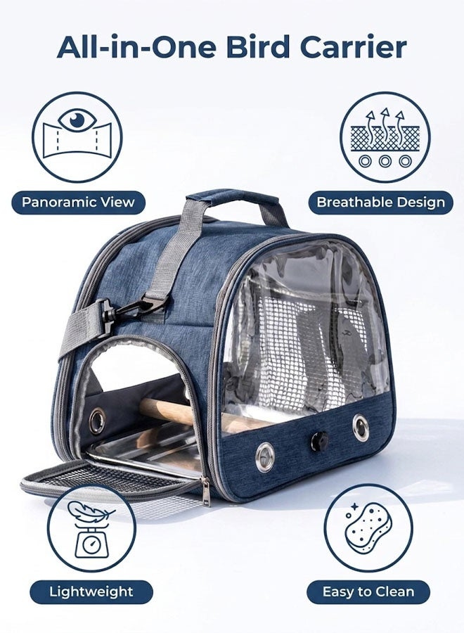 MLADEN Bird Carrier Travel Cage, Portable Small Bird Parrot Parakeet Carrier with Standing Perch, Side Access Window Collapsible to Carry and Transport Birds Vet Visit, Portable Breathable Travel Cage for Cockatiel, Parrot, Small - Image 3