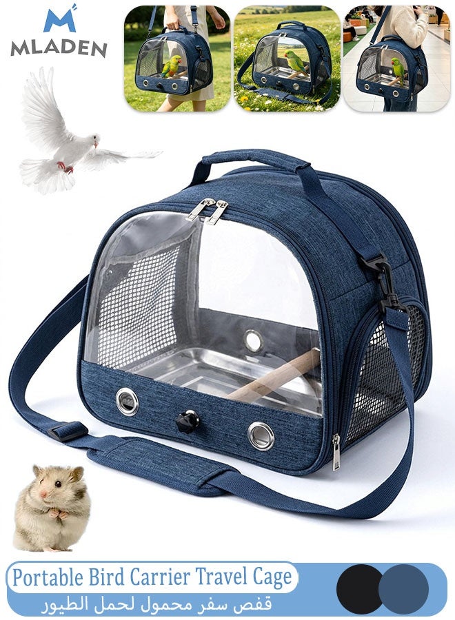 MLADEN Bird Carrier Travel Cage, Portable Small Bird Parrot Parakeet Carrier with Standing Perch, Side Access Window Collapsible to Carry and Transport Birds Vet Visit, Portable Breathable Travel Cage for Cockatiel, Parrot, Small - Image 1