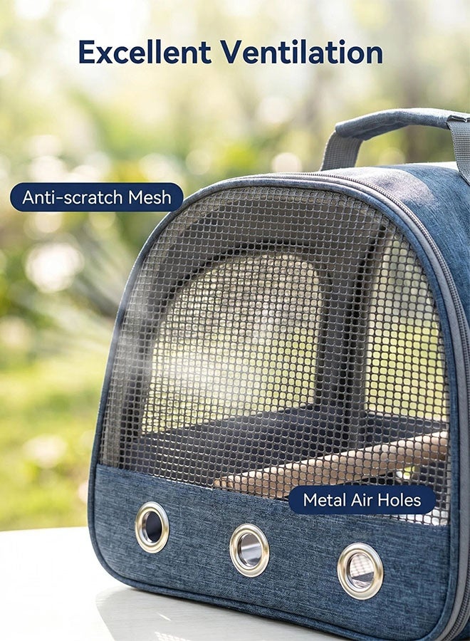 MLADEN Bird Carrier Travel Cage, Portable Small Bird Parrot Parakeet Carrier with Standing Perch, Side Access Window Collapsible to Carry and Transport Birds Vet Visit, Portable Breathable Travel Cage for Cockatiel, Parrot, Small - Image 5
