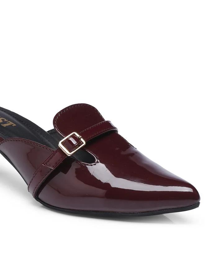 GNIST GNIST Buckle Detail Pointed Toe Kitten Heel Mules