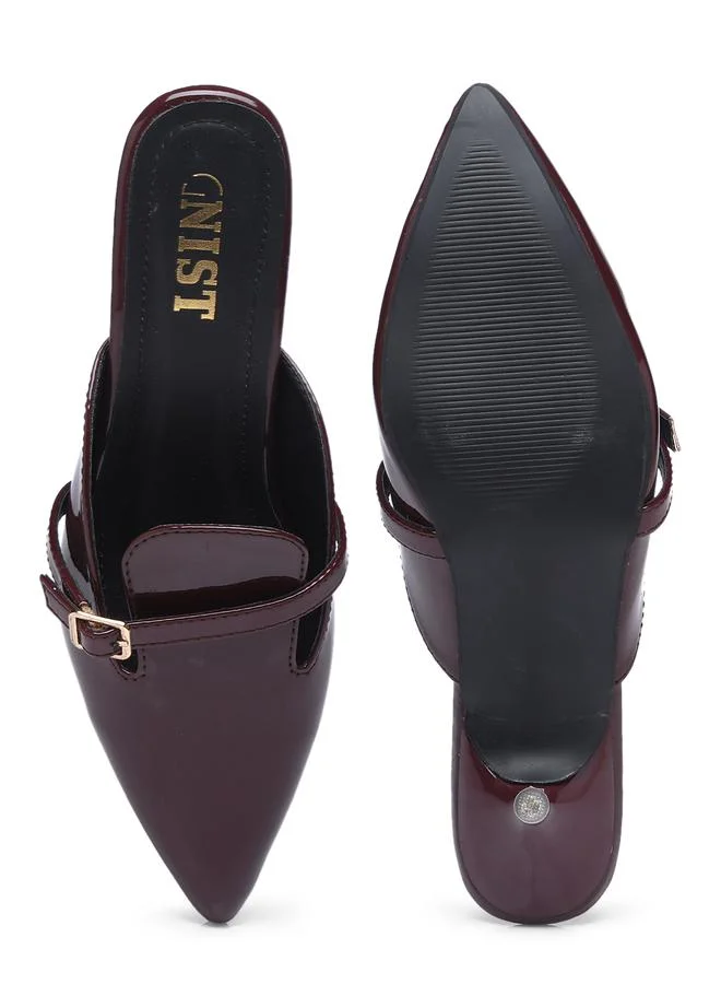 GNIST GNIST Buckle Detail Pointed Toe Kitten Heel Mules