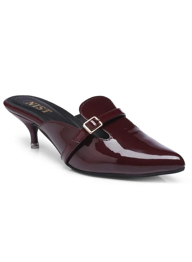 GNIST GNIST Buckle Detail Pointed Toe Kitten Heel Mules