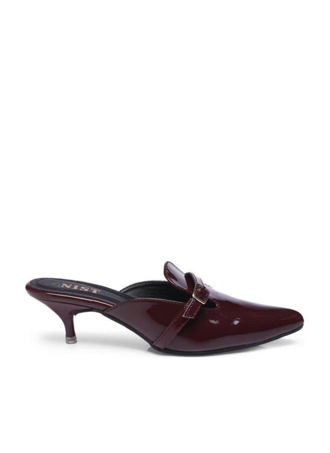 GNIST Buckle Detail Pointed Toe Kitten Heel Mules - Image 1
