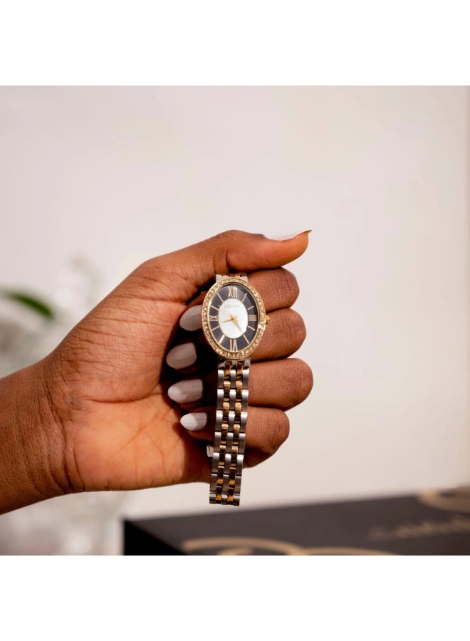 LIGANT Luxury Women's Stainless Steel Watch in Silver & Gold - Elegant Modern Design - Rust Resistant Metallic Wristwatch for Events & Daily Wear - Image 3