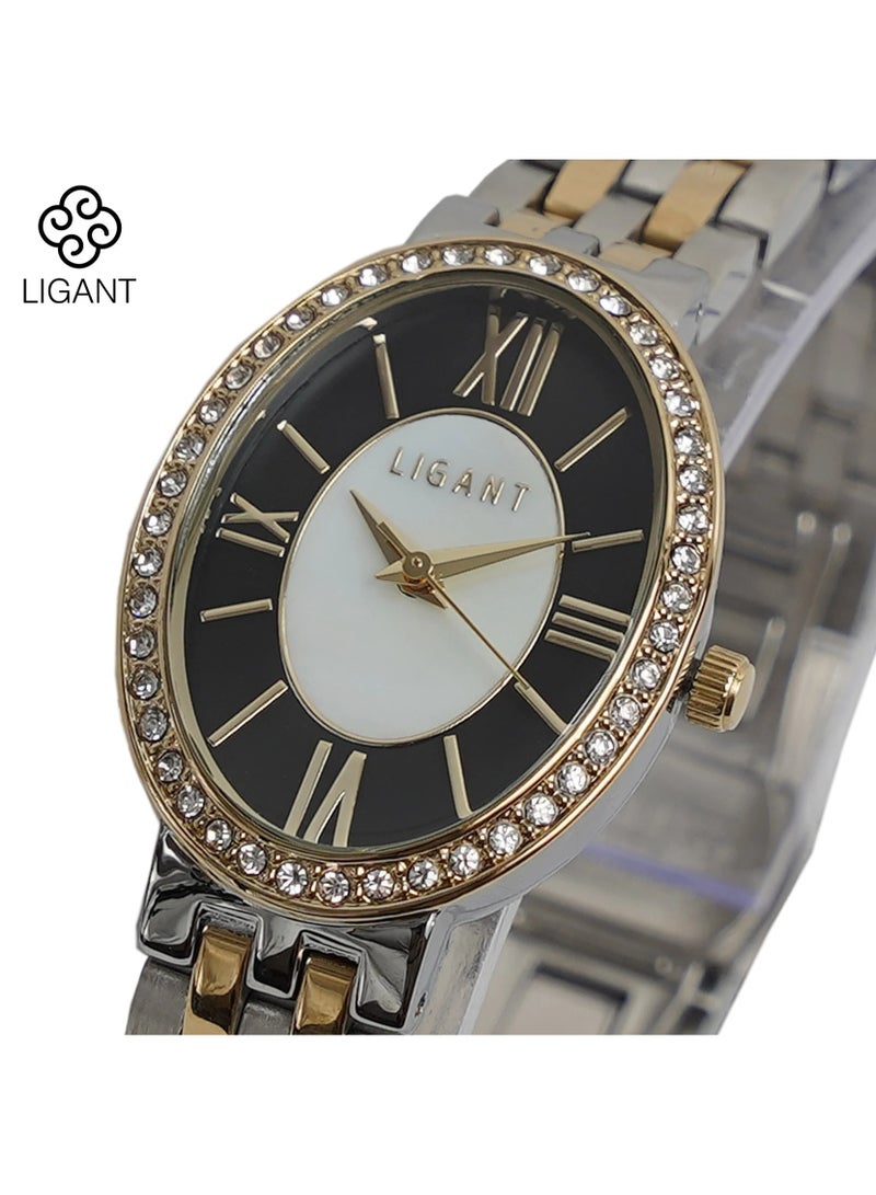 LIGANT Luxury Women's Stainless Steel Watch in Silver & Gold - Elegant Modern Design - Rust Resistant Metallic Wristwatch for Events & Daily Wear - Image 4