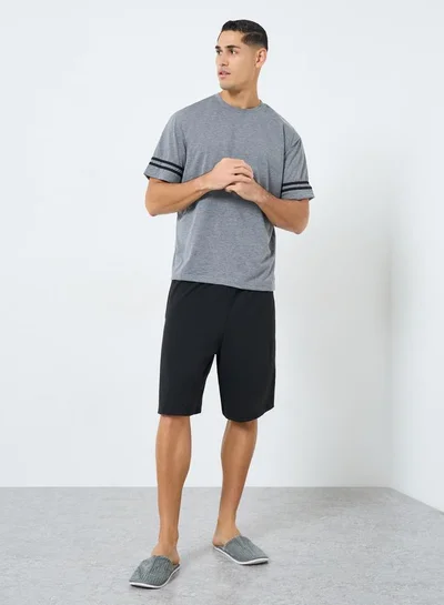 Styli Relaxed Fit Striped T-Shirt and Shorts Pyjama Set