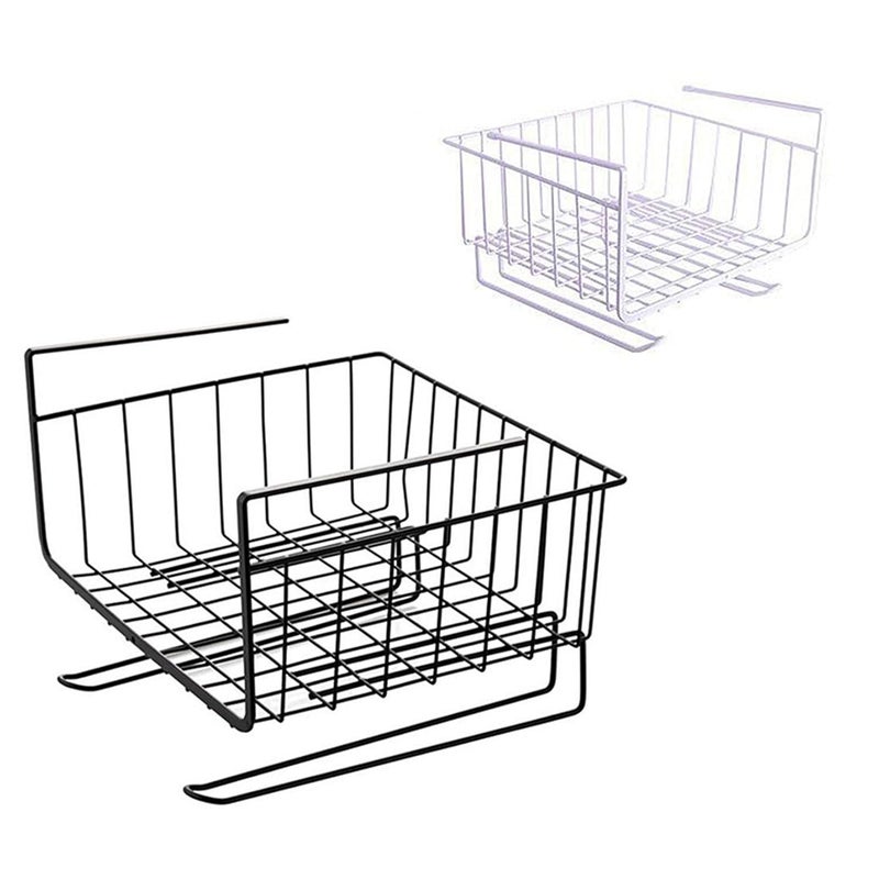 MEZON Metal Multipurpose Under Shelf Hanging Basket Hanger For Kitchen Bathroom Office Cupboard Cabinet Storage Organization BlackWhite - Image 5