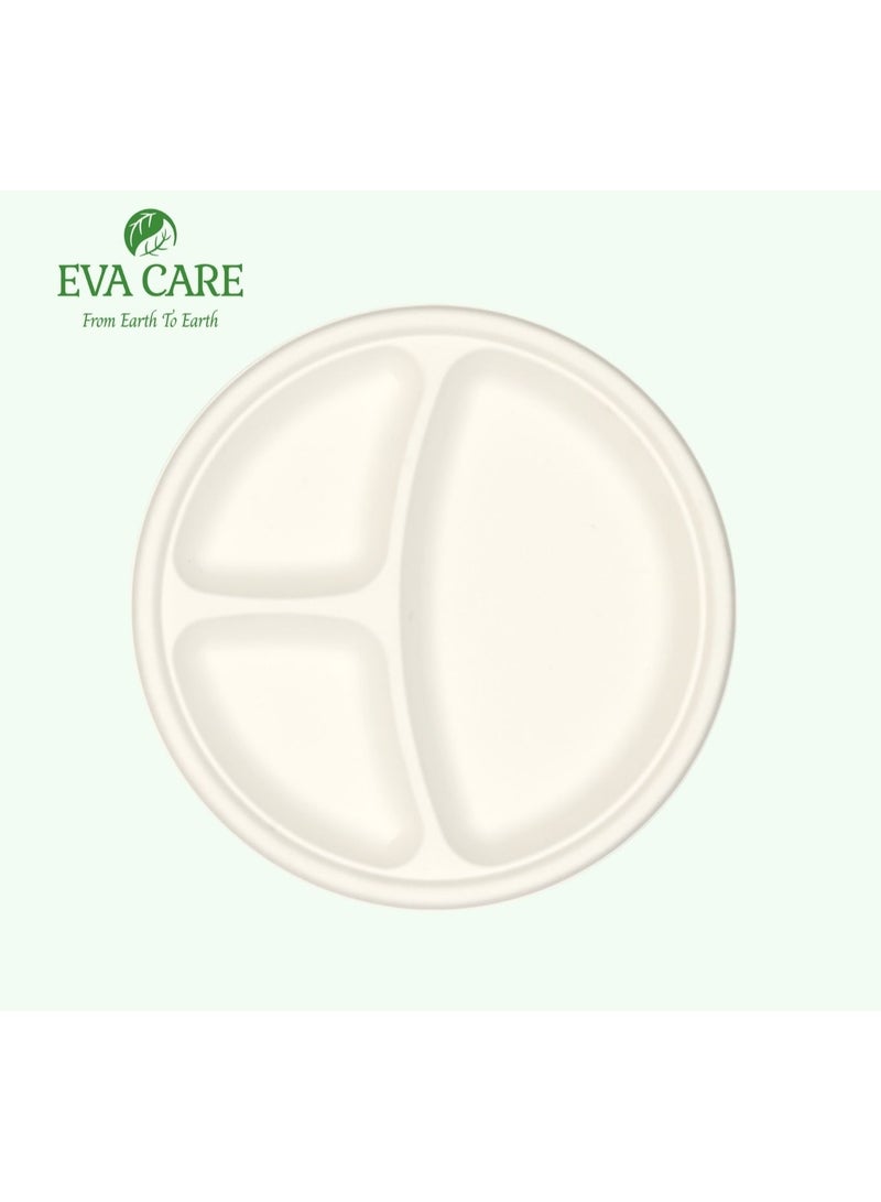 إيفا كير EVA CARE - أطباق مستديرة مقاس 10 بوصات مكونة من 3 أقسام للاستخدام مرة واحدة  - Image 5