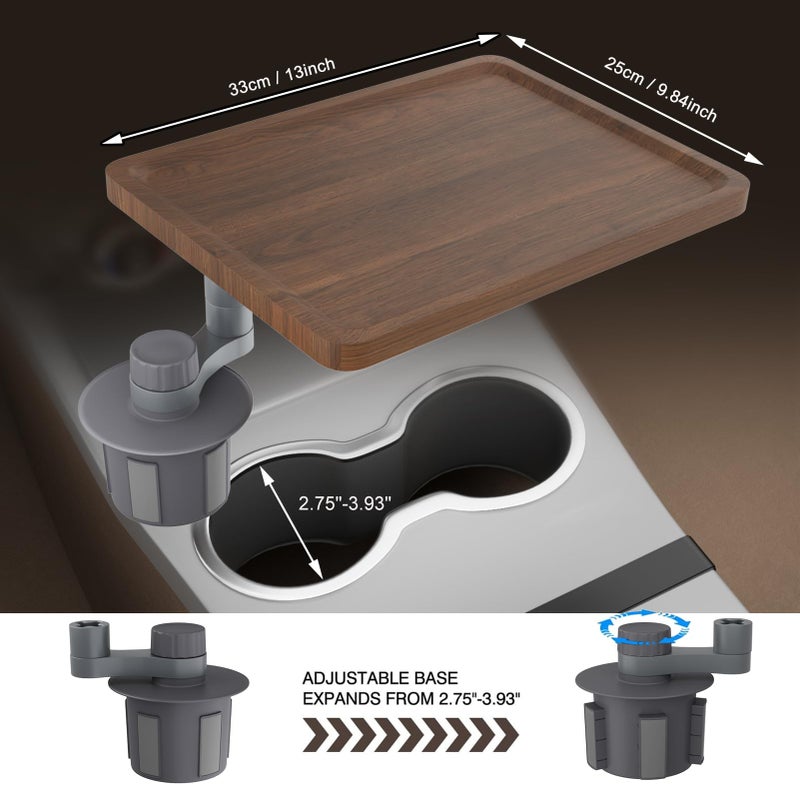 MTGSTOCL Car Tray & Car Desk for Laptop with Anti-Slip Protective Mat, 360Â° Rotating Wood Cup Holder Table, Eating Food, Working, Compatible with Tesla Model Y/3/S, Ford F150/Explorer/Maverick & Most Vehicles - Image 5
