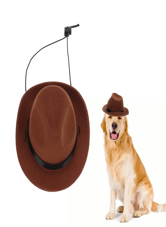 Zerodis Pet Hat, Soft Dog Costume Hat Cute Cowboy Dog Hat with Adjustable Band Pet Costume Top Hat Comfort to Wear Dog Cat Party Costume Decorative Hat Pet Dog (Brown) - Image 2