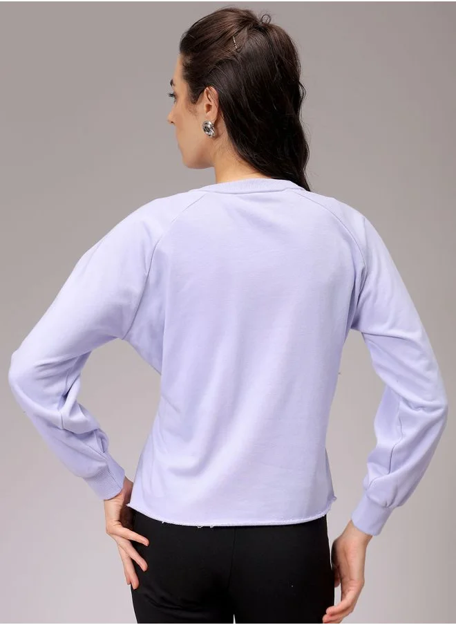 Freehand Women Fit and Flared Solid Shirred Sweatshirt