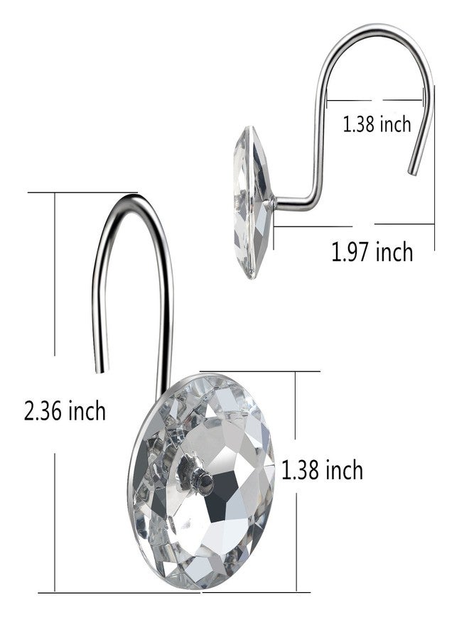 HBlife 12 Pcs Acrylic Decorative Rolling Diamond Shower Curtain Hooks Rust Proof Rhinestones Crystal Bling Shower Curtain Hooks for Curtain and Shower Rod, Clear Round - Image 5