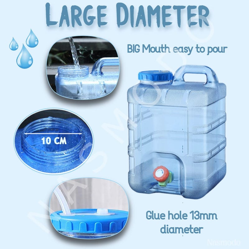 Nasmodo 15 Litre Camping Water Can with Tap Portable Camping Picnic Hiking Camping Water Tank Storage Container for Travelling Water Camper Dispenser Barrel with Faucet(Blue) - Image 4