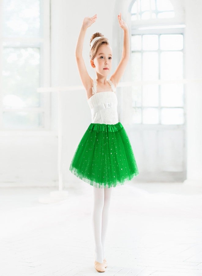 Yolev تنورة يولييف للبنات، 3 طبقات توتو مع ترتر نجوم، بوليستر، مقاس واحد، أخضر عشبي، لرقص الأطفال الصغار، الحفلات - Image 5