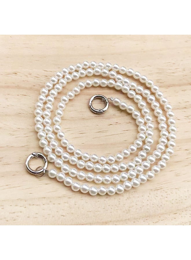 Fashionable Pearl Chain Crossbody Phone Case Bag Accessories Cropped Handheld Chain Camera Backpack Strap Protective Cover Set-Specifications Support Image Upload:115cm Slung Chain "Silver Spring Ring] - Image 1
