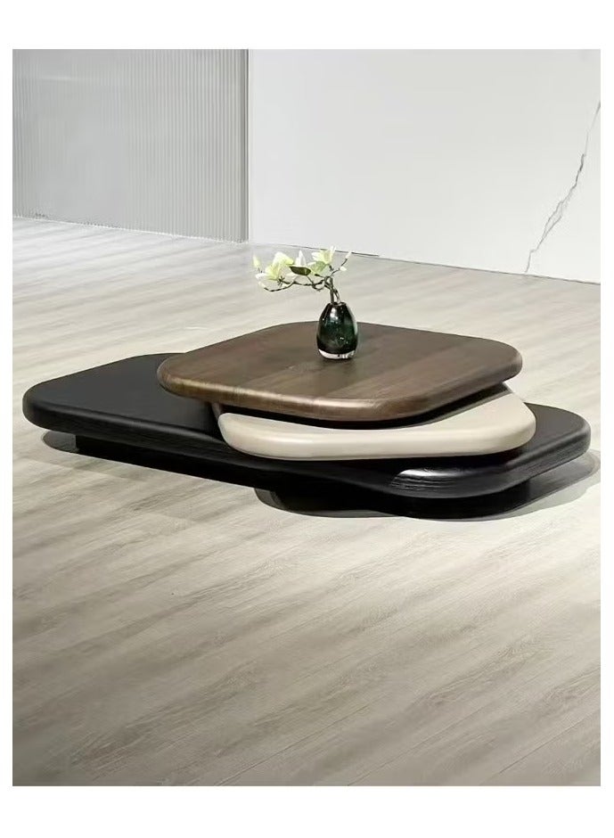 رافين طاولة قهوة متعددة الأغراض قابلة للدوران على شكل حصاة بتصميم طاولة مركزية مصنوعة من الخشب المتين وطاولة تقديم فاخرة وطاولة ديكور لغرفة المعيشة والمكتب المنزلي 140 × 80 × 28 سم - Image 2