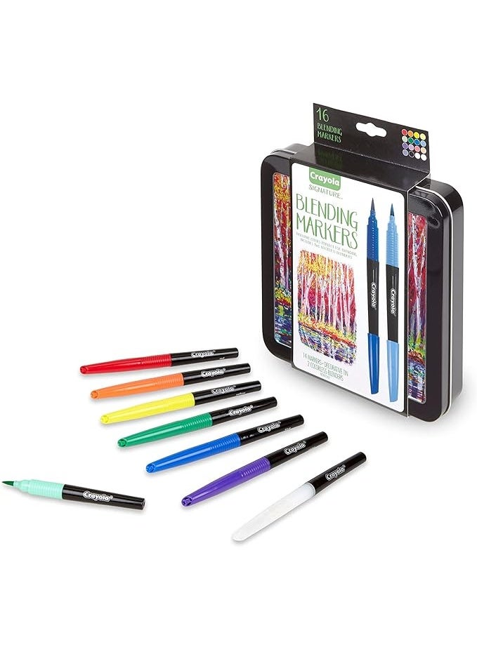 كرايولا أقلام الماركر للمزج مع علبة مزخرفة، 14 لون زاهي و2 قلم ماركر عديم اللون من كرايولا، 58-6502 - Image 4