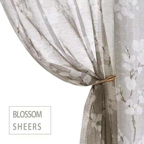 BFAM Sheer Curtain with Floral Print, Premium Printed Sheer Drapes, Eyelet/Grommet Curtain for Living Room, Bedroom, Light Filtering Curtains, Brown Floral 9 Feet, Pack of 1 Curtain - Image 4