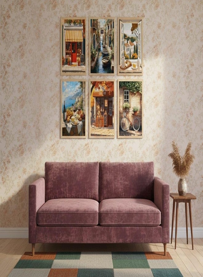 ARAkri Paintings for Home Decoration| European Cityscape Wall Décor Paintings| Vintage Cafe Framed Posters I Wall Decor Ideas| European Cafe and Cityscape Art (Set of 6,10 x 13 inch)(Multicolor) - Image 4