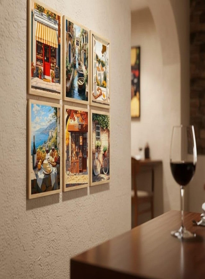 ARAkri Paintings for Home Decoration| European Cityscape Wall Décor Paintings| Vintage Cafe Framed Posters I Wall Decor Ideas| European Cafe and Cityscape Art (Set of 6,10 x 13 inch)(Multicolor) - Image 2