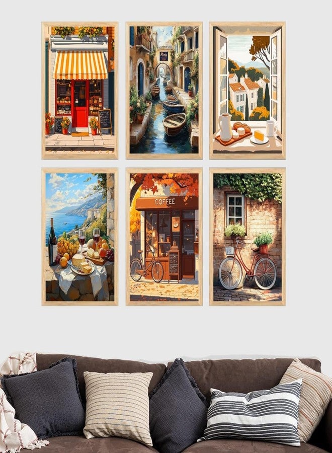 ARAkri Paintings for Home Decoration| European Cityscape Wall Décor Paintings| Vintage Cafe Framed Posters I Wall Decor Ideas| European Cafe and Cityscape Art (Set of 6,10 x 13 inch)(Multicolor) - Image 5