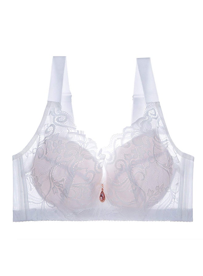 MARGOUN Women's Medium Size Lace Bra Wide Straps Wireless Bralettes with Full Cup Pads Bras for Ladys Women 38/85 White