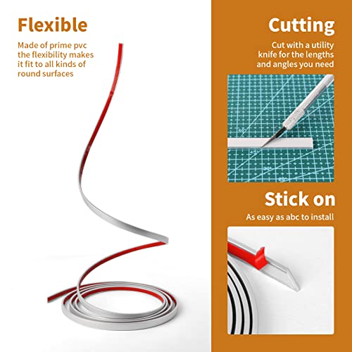 Wowstar 30 Ft Peel and Stick Trim, Molding Trim for Walls, Edges, Borders, Window Frames, Backsplash Tiles, Flexible and Self Adhesive Trim, Silver - Image 4