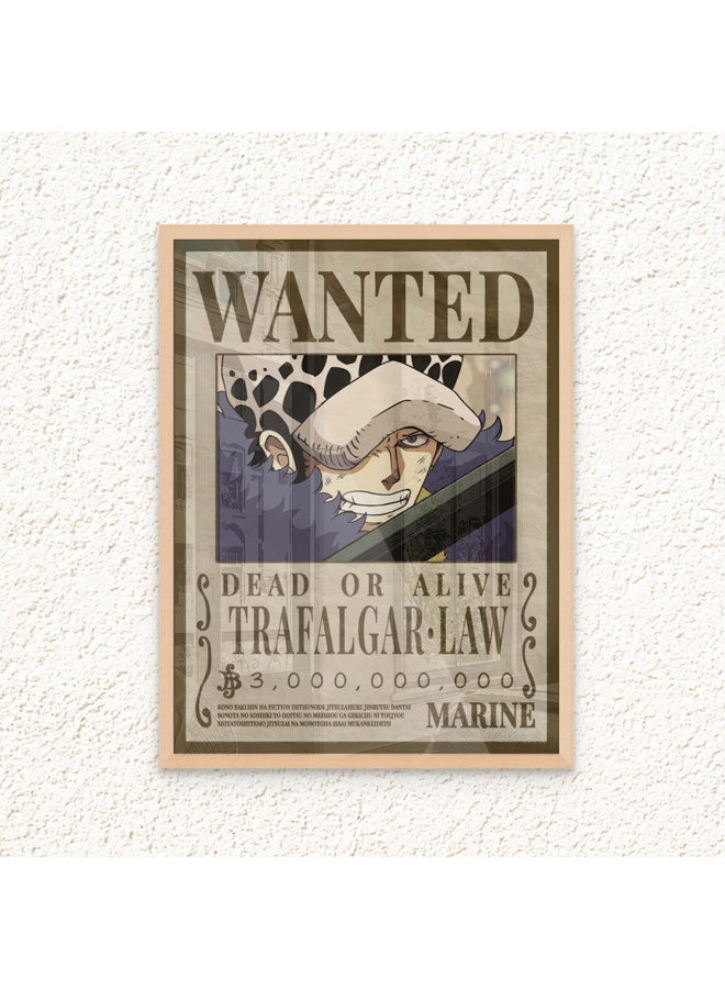 Art Decor Art Decor Framed Fine Art One Piece Wanted Poster Wall Art Trafalgar Law Artwork Anime Portrait Print Wall Décor for Bedroom Boy Room Living Room Office Gaming Room  - Image 1