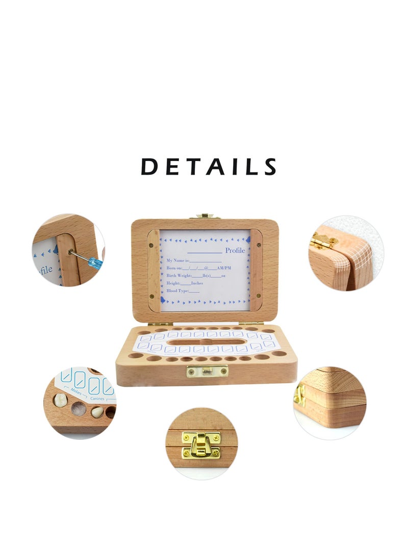 Excefore Baby Tooth Keepsake Box, Baby Tooth Fairy Keepsake Box, Baby Keepsake Wooden Storage Box, Children Memory Boxes to Save First Teeth & Hair, Newborn Baby Birthday and Shower Gift - Image 4