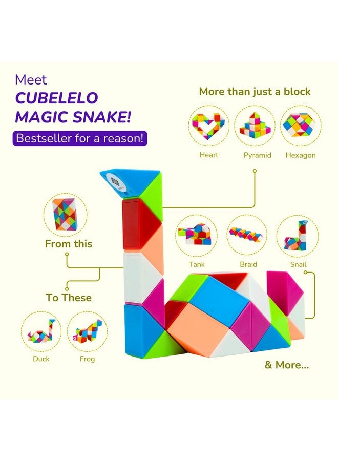 Cubelelo Magic Snake Rainbow Puzzle Cube (36 Wedges) | Twist and Turn Shape Creation Fun Game for Kids Boys Girls and Adults | Multicolor Brain Teaser Stress Buster Toy | for Ages 3 Years and Above - Image 2