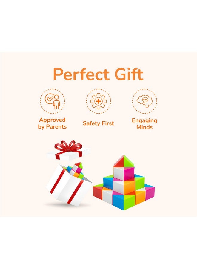 Cubelelo Magic Snake Rainbow Puzzle Cube (36 Wedges) | Twist and Turn Shape Creation Fun Game for Kids Boys Girls and Adults | Multicolor Brain Teaser Stress Buster Toy | for Ages 3 Years and Above - Image 3