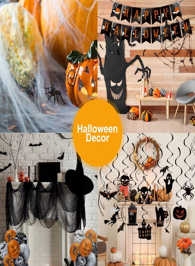 LINAYE Halloween Party Decorations Kit Indoor Outdoor | Halloween Hanging Swirl Decorations, Banner, Creepy Cloth, Balloons, Spider Web Hanging Decorations Decor Set Pack - Image 4
