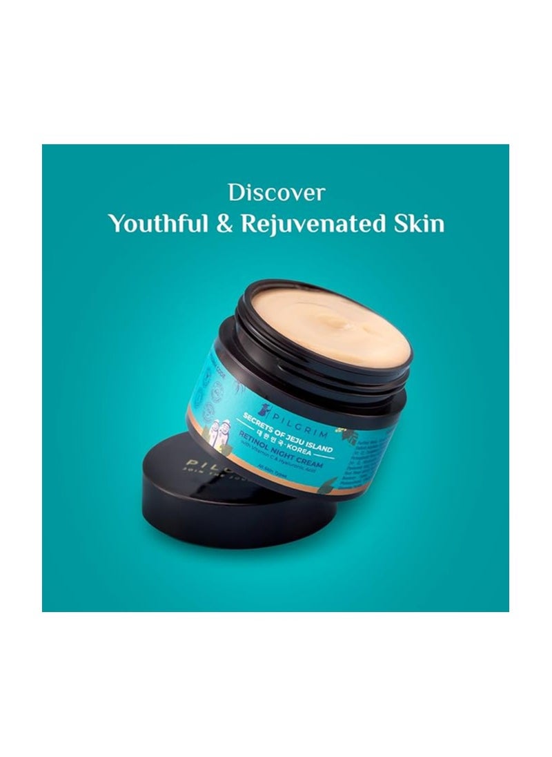 PILGRIM - Korean Retinol Anti Aging Night Cream with Hyaluronic Acid And Vitamin C Discover young, wrinkle-free And radiant skin Anti aging cream for oily And dry skin For Men And Women|Korean Skin Care|50gm - Image 1