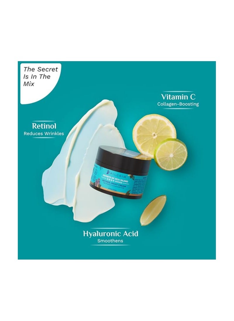 PILGRIM - Korean Retinol Anti Aging Night Cream with Hyaluronic Acid And Vitamin C Discover young, wrinkle-free And radiant skin Anti aging cream for oily And dry skin For Men And Women|Korean Skin Care|50gm - Image 1
