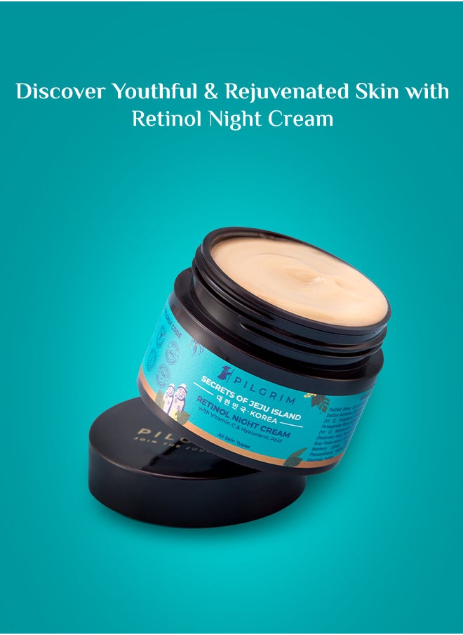 PILGRIM Korean Retinol Anti Aging Night Cream with Hyaluronic Acid And Vitamin C Discover young, wrinkle-free And radiant skin Anti aging cream for oily And dry skin For Men And Women|Korean Skin Care|50gm  - Image 2